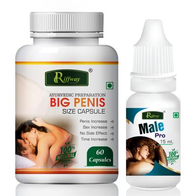 Riffway Big Penis Size Capsule 60's + Male Pro Oil 15 ml - Sexual Healthcare