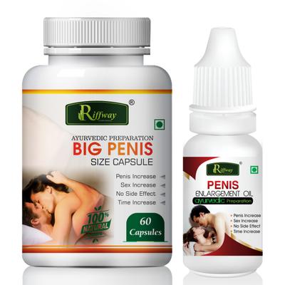 Riffway Big Penis Size Capsule 60's + Penis Enlargement Oil 15 ml - Sexual Healthcare