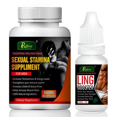 Riffway Sexual Stamina Supplement (For Men) Capsule 60's + Ling Booster Oil 15 ml - Sexual Healthcare