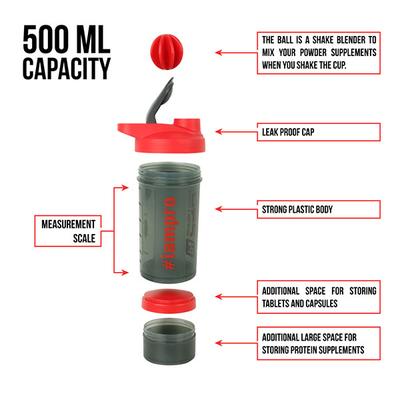 Pro Nutrition & Fitness Shaker Bottle - Red 500 ml - Workout Essentials
