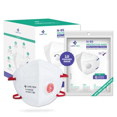 Care View N95 FFP2 Protective Face Mask with Valve - Head Loop 10's - Face Mask