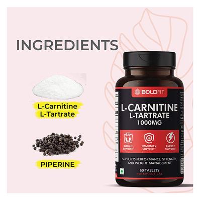 Boldfit L-Carnitine L-Tartrate 1000 mg Tablet 60's Online at Best Price -  Amino Acids