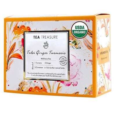 Tea Treasure Wellness Tea Bag - Tulsi Ginger Turmeric 18's - Herbal/Green Teas