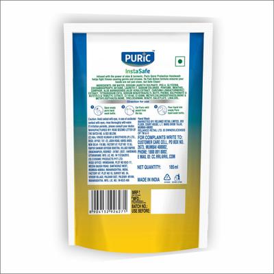 Puric Insta Safe Hand Wash - Aloe & Turmeric 185 ml - Hand Wash & Soaps