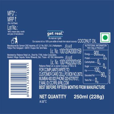 Get Real Coconut Oil 250 ml - Hair Oils