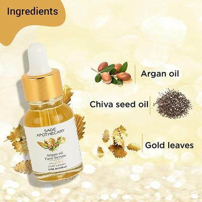 Sage Apothecary Argan Oil Face Serum - 24K Gold Leaves 15 ml - Face Serum