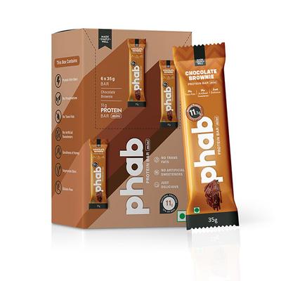 Phab Protein Bar Mini - Chocolate Brownie (Pack of 6 x 35 gm) - Nutritional Bars
