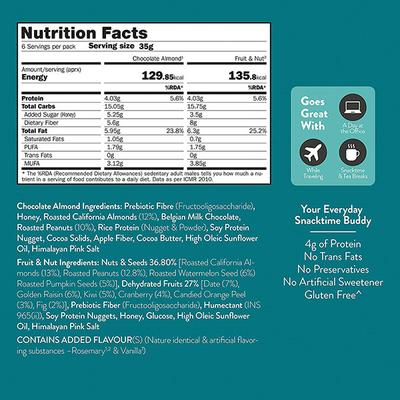Phab Energy Bar - Assorted Pack - Chocoalte Almond and Fruit & Nut (Pack of 12 x 35 gm) - Nutritional Bars