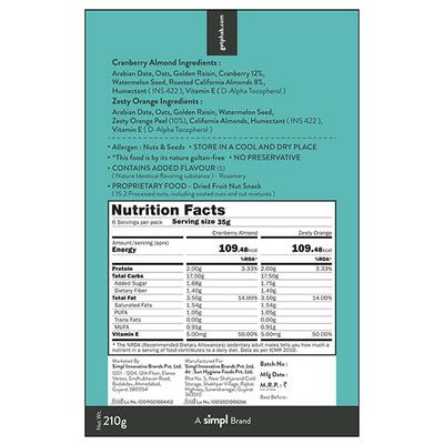 Phab Energy Bar - Zesty Orange (Pack of 6 x 35 gm) - Nutritional Bars