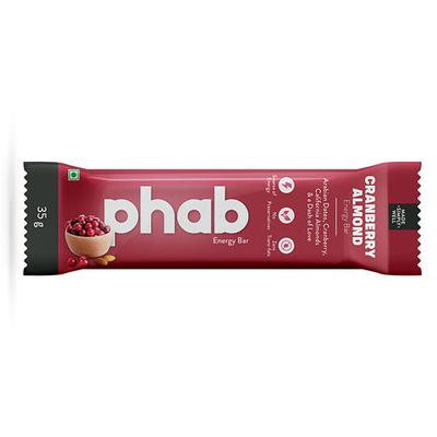 Phab Energy Bar - Cranberry Almond (Pack of 6 x 35 gm) - Nutritional Bars