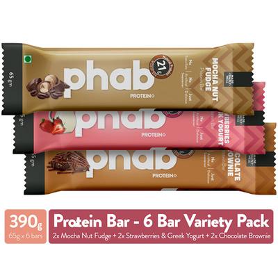 Phab Protein Bar - Assorted Pack (Pack of 6 x 65 gm) - Nutritional Bars