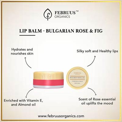 Februus Organics Hydrating Lip Balm - Bulgarian Rose & Fig 8 gm - Lip Balms