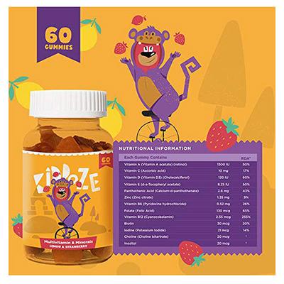 Kiddoze Multivitamin & Minerals Gummies - Lemon & Strawberry Flavour 60's - Multi-Vitamins