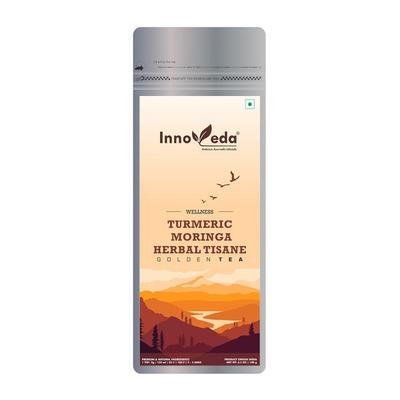 Innoveda Turmeric Moringa Herbal Tisane Golden Whole tea leaves 100 gm - Teas