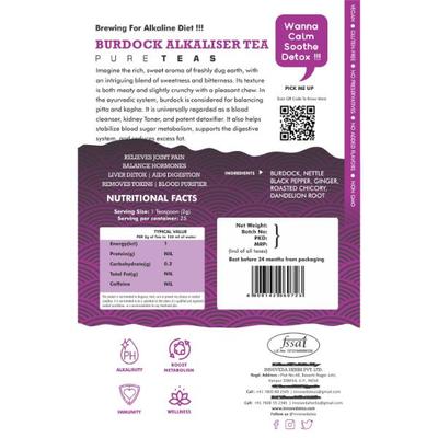 Innoveda Burdock Alkaliser Tea Whole tea leaves 50 gm - Teas