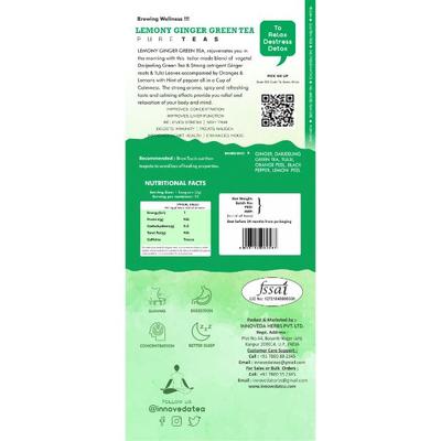 Innoveda Lemony Ginger Green Tea Whole tea leaves 100 gm - Teas