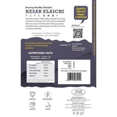 Innoveda Kesar Elaichi Pure Chai Whole tea leaves 100 gm - Teas
