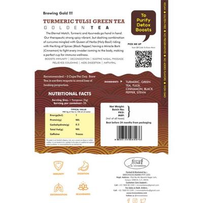 Innoveda Turmeric Tulsi Green Tea Golden Whole tea leaves 100 gm - Teas