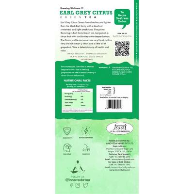 Innoveda Earl Grey Citrus Green Tea Whole tea leaves 100 gm - Teas