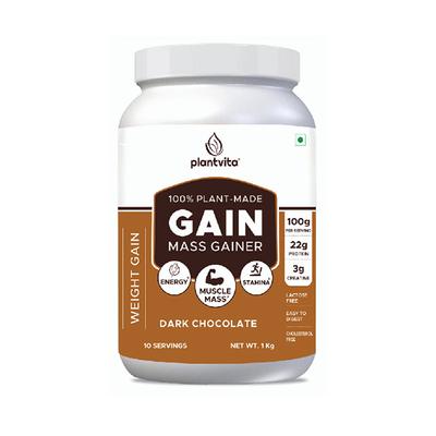 Plantvita Gain Mass Gainer Powder 1000 gm - Dark Chocolate - Weight Gain