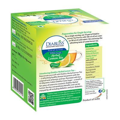 Diabliss Diabetic Friendly Herbal Lemon Tea Sachet (Pack of 10 x 10 gm) - Herbal/Green Teas