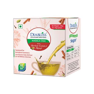 Diabliss Diabetic Friendly Masala Chai Sachet (Pack of 10 x 10 gm) - Herbal/Green Teas