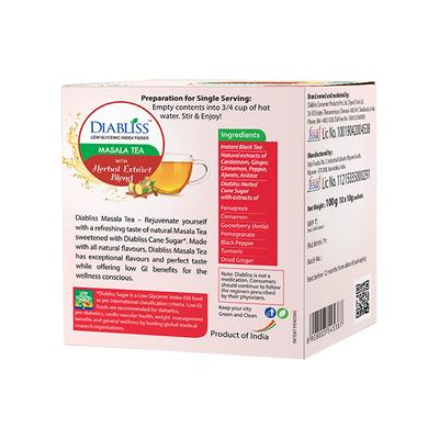 Diabliss Diabetic Friendly Masala Chai Sachet (Pack of 10 x 10 gm) - Herbal/Green Teas