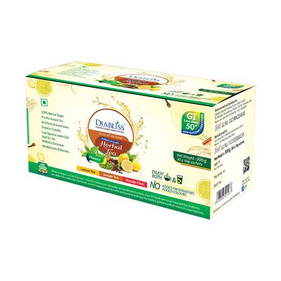 Diabliss Diabetic Friendly Herbal Tea Sachet - Lemon Ginger Masala Chai (Pack of 30 x 10 gm) - Herbal/Green Teas
