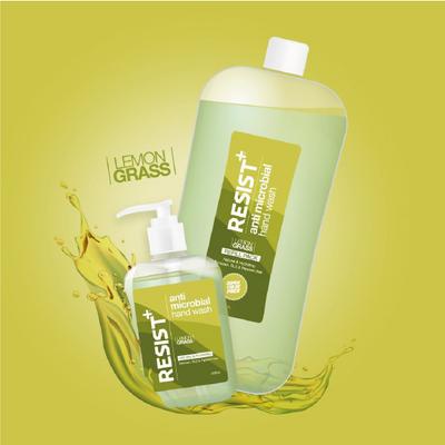 RESIST+ Antimicrobial Super Saver Pack Hand Wash - Lemon Grass (Pump 250 ml + Refill 1 Liter) - Hand Sanitizer