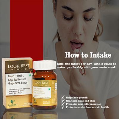 HealthBest LookBest Hair Nail Skin Collagen Tablet 60's - Multi-Vitamins