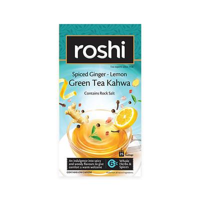 Roshi Green Tea Kahwa Teabag - Spiced Ginger & Lemon 25's - Herbal/Green Teas