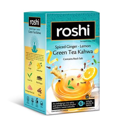 Roshi Green Tea Kahwa Teabag - Spiced Ginger & Lemon 25's - Herbal/Green Teas
