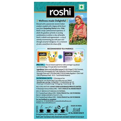 Roshi Green Tea Kahwa Teabag - Spiced Ginger & Lemon 25's - Herbal/Green Teas