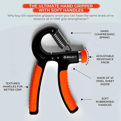 Boldfit Hand Grip - Orange-Black 1's - Workout Essentials