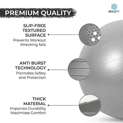 Boldfit Gym Ball - Grey 1's - Workout Essentials