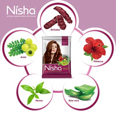 Nisha Henna Hair Color Pouch - Natural 15 gm - Crème