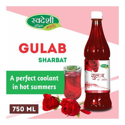 Swadeshi Ayurved Gulab Sharbat 750 ml - Ayurvedic Juices
