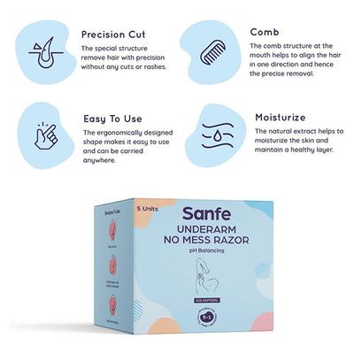 Sanfe Underarm No Mess Razor - Sea Daffodil 5's - Hair Removal Accessories