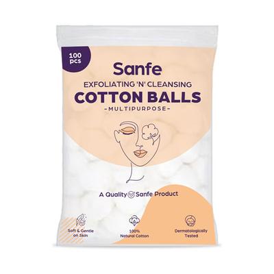 Sanfe Exfoliating 'N' Cleansing Multipurpose Cotton Balls 100's - Cotton Balls