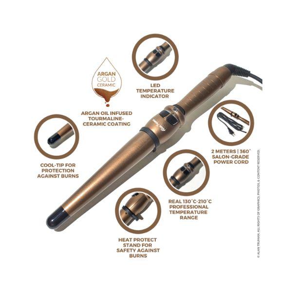 Alan Truman Gold Ceramic Wand Large (32-19Mm) 1's - Rollers & Curlers