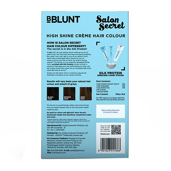 BBlunt Salon Secret High Shine Creme Hair Colour 5.32 Honey Light Golden Brown (50gm +50ml + 8ml) 1's - Crème