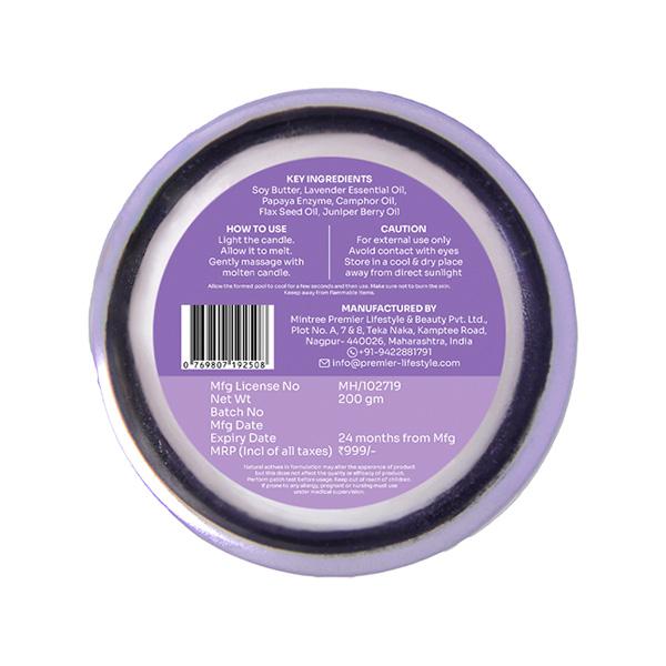 Vedic Valley Lavender Stress Relieving Body Massage Candle Certified Natural 200 gm - Others