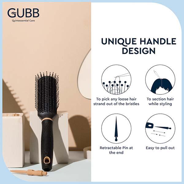 GUBB Round Hair Brush With Pin - Elite Range 140 gm - Hair Brushes