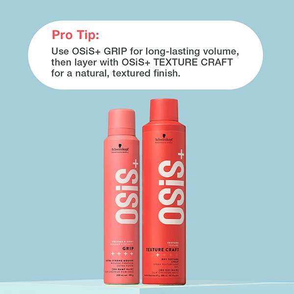 Schwarzkopf Professional OSiS+ Grip Extra Strong Hair Styling Mousse for Volume and Natural Shine, Frizz Control, Vegan, Extra strong Hold for Body and Bounce 200 ml - Clays & Mousses