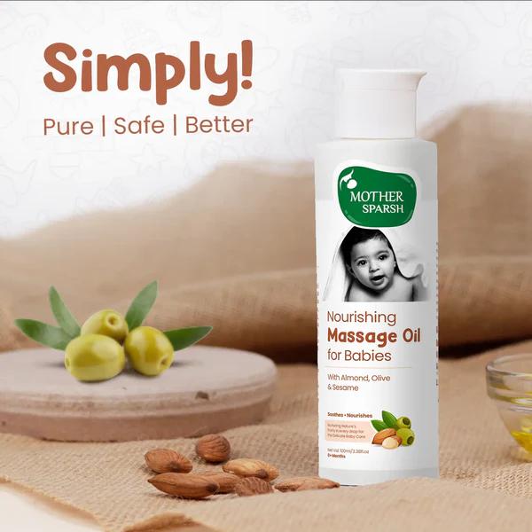 Mother Sparsh Nourishing Massage Oil for Babies With Almond-Olive and Sesame 200 ml - Creams, Lotions & Oils