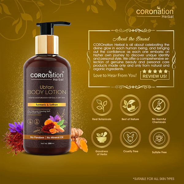 COROnation Herbal Ubtan Body Lotion with Turmeric & Saffaron 300 ml - Lotions & Creams