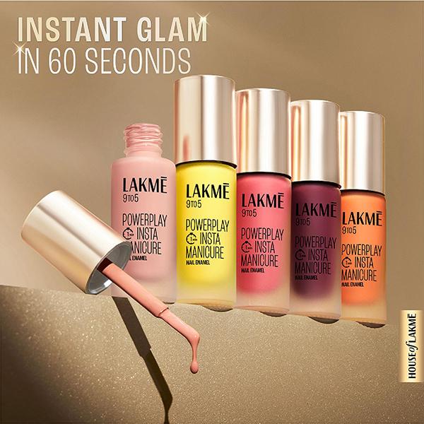 Lakme 9To5 Powerplay Insta-Manicure Nail Enamel Pink Sorbet 6 ml - Nail Polish