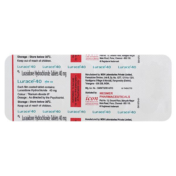 Lurace 40mg Tablet 10'S - Schizophrenia-Aps
