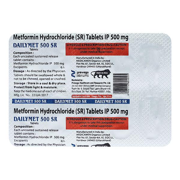 DAILYMET 500 SR Tablet 10's - Diabetes-Ant