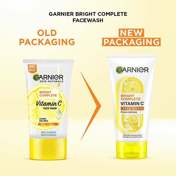 Garnier Bright Complete VITAMIN C + Lemon Deep Cleasing Facewash 150gm - Face Washes